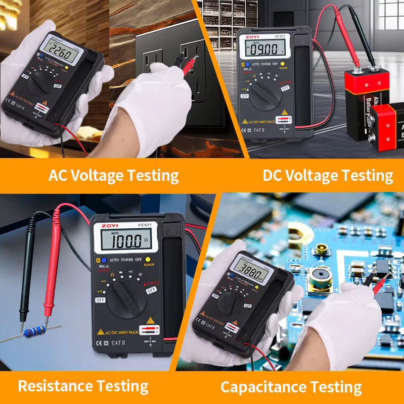 ZOYI VC921 True-RMS Multimeter Kartentyp Elektrischer Tester in Schwarz für Widerstand, Kontinuität, Diode und Kapazität - Bild 5