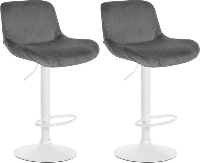 DELUKE 2er Set Barhocker PONOR aus Samt in Dunkelgrau und Weiß, höhenverstellbare Barstühle mit Lehne und 360 Grad Drehbarkeit, B/T/H: 50 x 50 x 85 cm - Bild 1