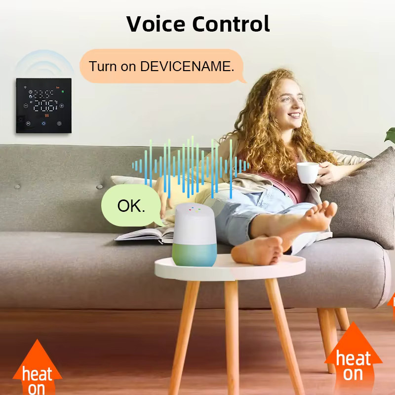EZAIOT Tuya Smart Home WiFi Thermostat in Schwarz mit Glasoberfläche zur Fernsteuerung von Gaskesseln, Wasser- und elektrischen Fußbodenheizungen, kompatibel mit Alexa und Google Home - Bild 3