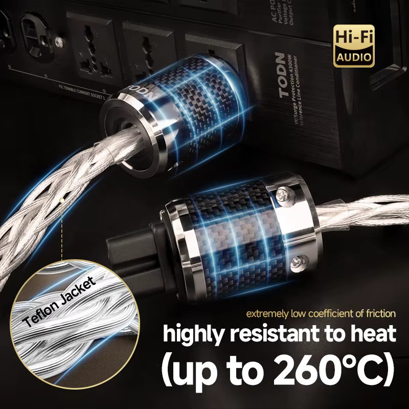 TODN HiFi-Stromkabel mit 7N versilberten OCC-Leitern für DAC und Verstärker in Silber - Bild 3