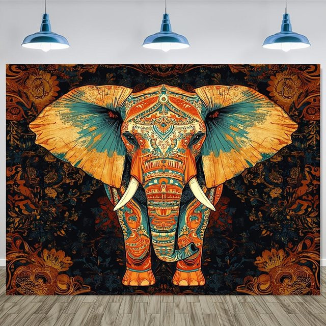 Bohemian Wandtuch mit Elefant und floralem Design von JMG Household Supplies, Mehrfarbig, Breite: 150 cm, Höhe: 100 cm - Bild 1