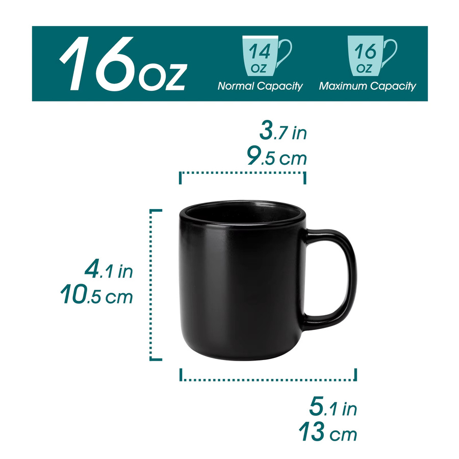 vancasso Playa Kaffeetassen-Set aus Steinzeug, Schwarz, 6-teilig, 460 ml Kaffeebecher mit Henkel - Bild 2