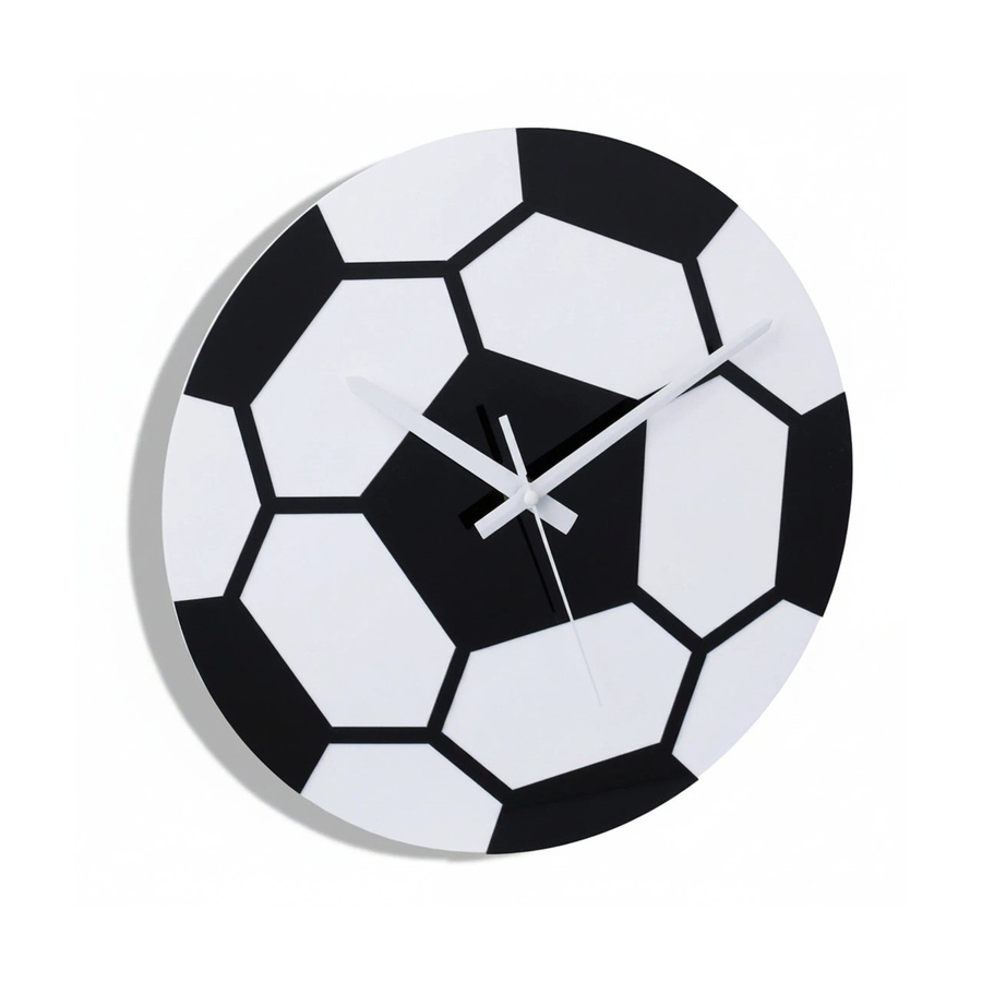 Relaxdays Wanduhr im Fußball-Design, analoge Quartz-Uhr aus Kunststoff und Eisen, Schwarz-Weiß, Durchmesser: 30 cm - Bild 2