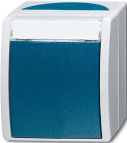 Busch-Jaeger Wechselschalter Aufputz mit Namensschild in Grau IP44 2601/6 WN-53 - Bild 1