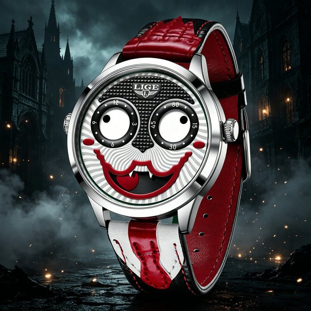 LIGE Armbanduhr Quarz, Leder, Grün, Herren - Bild 1