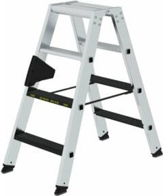 MUNK A-Stehleiter Clip-Step R13 mit 4 Stufen in Silber, Tragkraft 250 kg - Bild 1