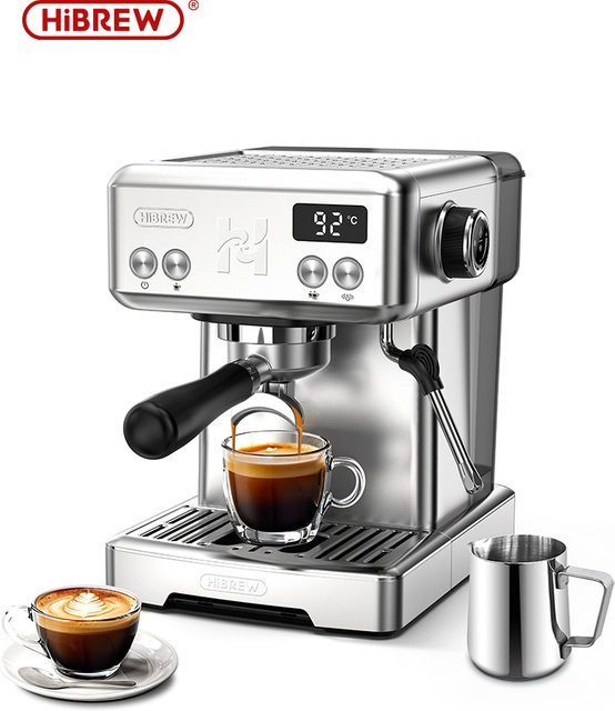 HiBREW H10 Espressomaschine in Silber mit Milchaufschäumer und Temperaturkontrolle aus Edelstahl - Bild 1