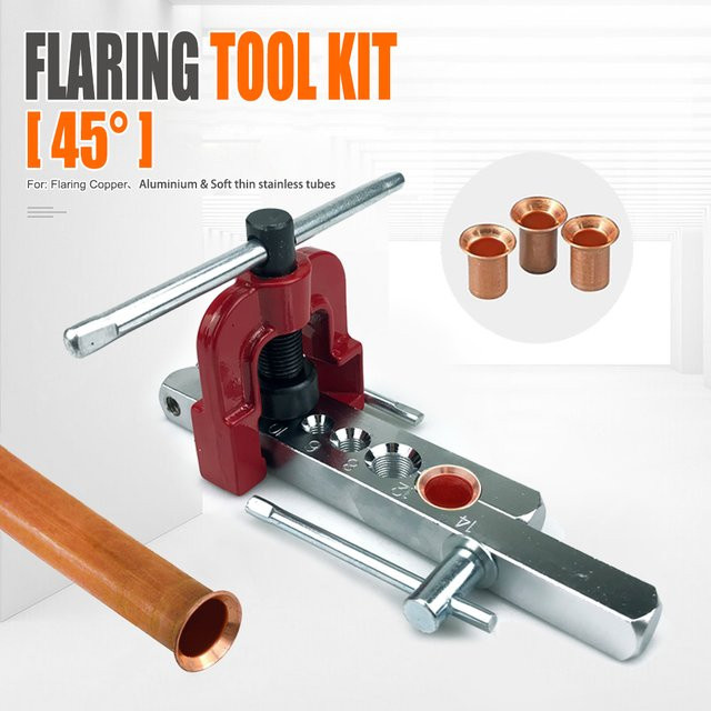 QDS Rohrschneider und Bördelwerkzeug Kit in Rot und Silber mit Expander, Erweiterung, Mundteilen und Reibahle für Kupferrohre - Bild 1