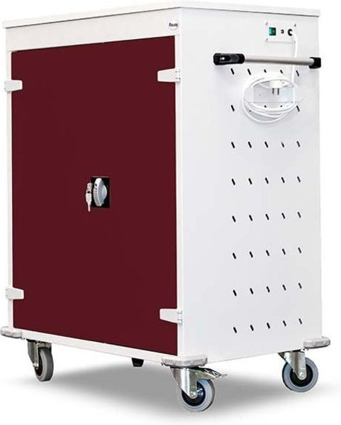 rotstahl Laptopwagen mit 16 Fächern, Farbe Bordeaux und Korpus Lichtgrau, B: 92 cm, H: 106 cm - Bild 1