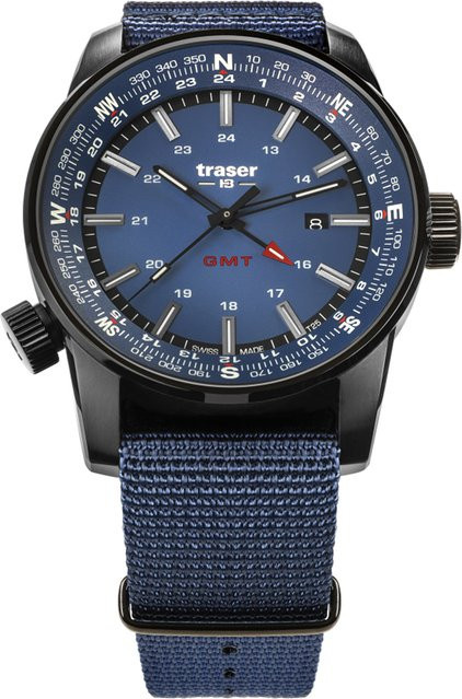 Traser Herrenuhr, Quarz, Edelstahl, 46 mm, Blau, 10 ATM - Bild 1