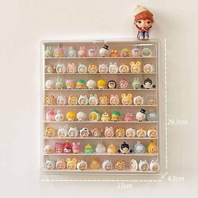 Jetmieie Acrylfiguren-Vitrine Wandmontierter Aufbewahrungsschrank mit 8 Schichten in Weiß und Transparent - Bild 1