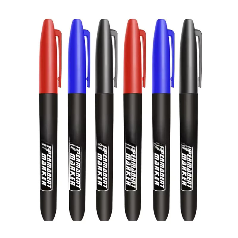 3er-Set Permanent Marker mit wasserfester Öl-Tinte, feine Spitze 1,5 mm, Farben: Schwarz, Blau, Rot - Bild 4