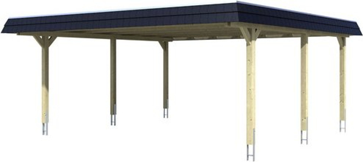 SKANHOLZ Carport Wendland braun farbbehandelt B/T: 630 x 637 cm, Höhe: 253 cm - Bild 1