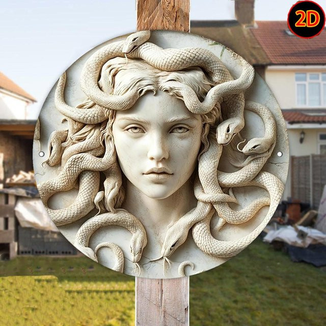 Medusa Wandkunst Metallschild CIFBUY Vintage Griechische Mythologie Deko Wandplakette Beige B/H: 50,8 x 50,8 cm - Bild 1