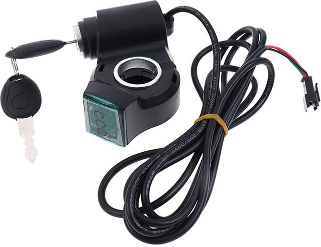 SPORTARC E-Bike Netzschalter Sperre mit Schlüssel für Display und Daumendrossel, 12V-84V, Elektrischer Roller Lenker Zündschloss Power Lock, Schwarz/Grau - Bild 1