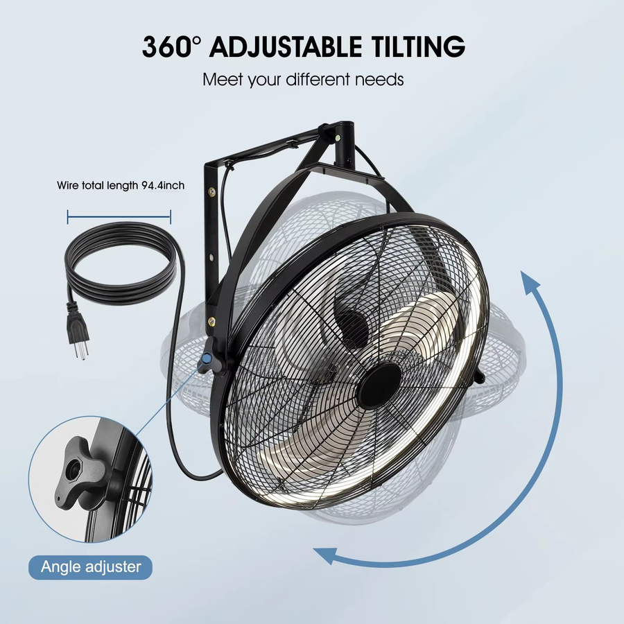 IRALAN Wandventilator in Schwarz, Industrieller Metall-Ventilator mit 50,8 cm Durchmesser für professionellen Gebrauch - Bild 4