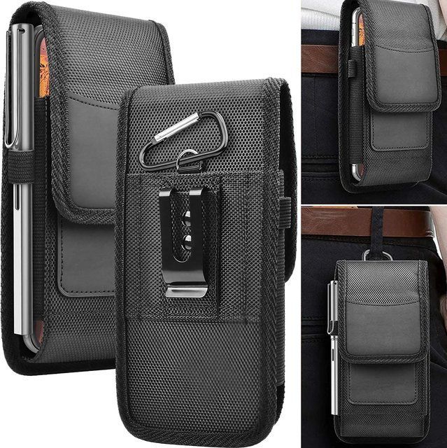 Stonego Vertikales Handyholster aus Nylon mit Gürtelclip und Kartenhalter in Schwarz - Bild 1