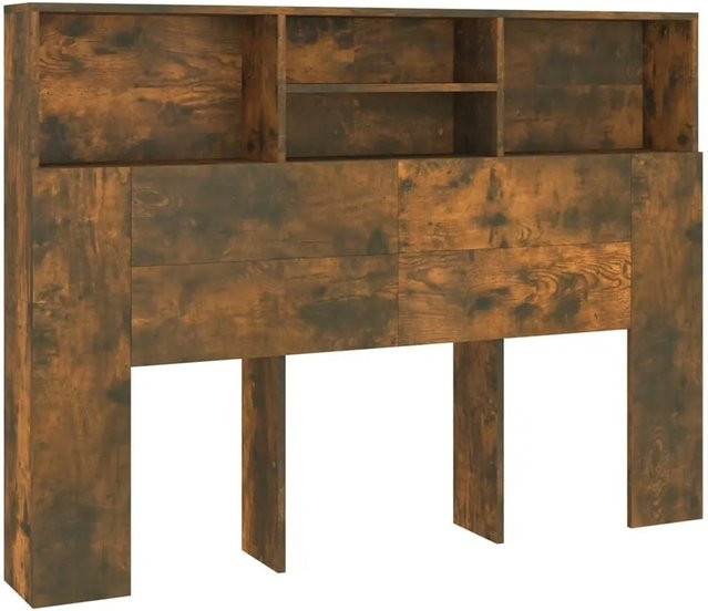 vidaXL Kopfteil mit integrierten Ablagen in Räuchereiche, B/T/H: 140 x 19 x 103,5 cm - Bild 1