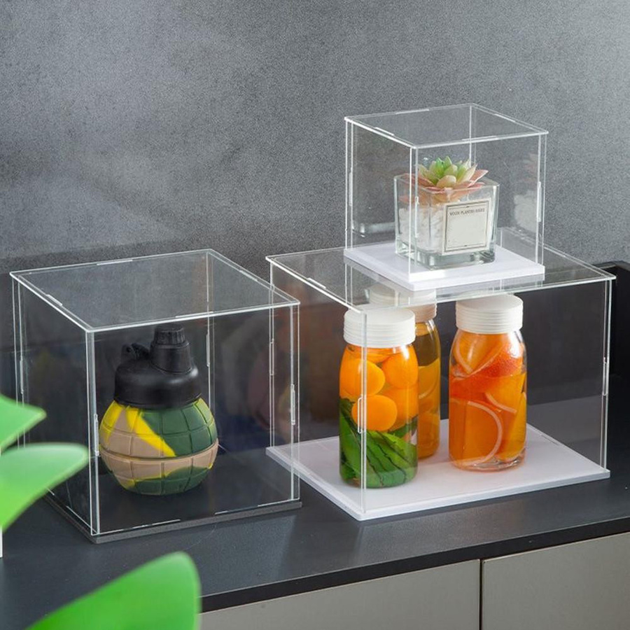 Whosee Acryl-Displaybox transparent als staubdichte Vitrine zur Desktop-Aufbewahrung, B/T/H: 40 x 10 x 15 cm - Bild 2