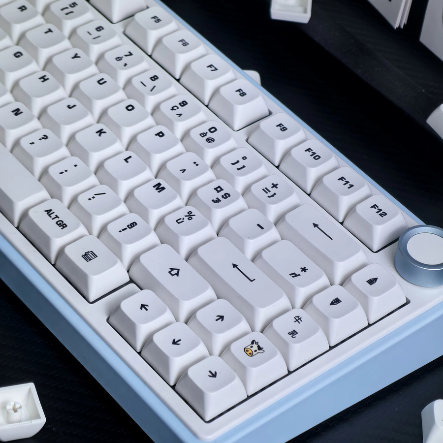 MAIMOOO AZERTY Tastenkappen im Kuhthema, Weiß, XDA PBT Thermosublimation für mechanische Tastaturen mit MX Switches - Bild 4