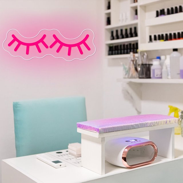 LED Neon Wimpern Zeichen in Pink für Maniküre und Schönheitssalon zur Wanddekoration mit USB-Anschluss - Bild 1