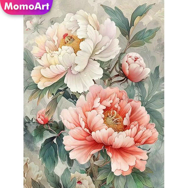 Momoart 5D-Diamant-Mosaik Set Pfingstrosen-Blumenbild in Multicolour zum Selbermachen, B/H: 20 x 30 cm - Bild 1