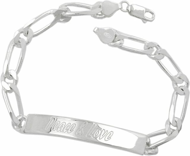Gallay Schildarmband, 925 Silber, Figarokette, 21 cm, Unisex - Bild 1
