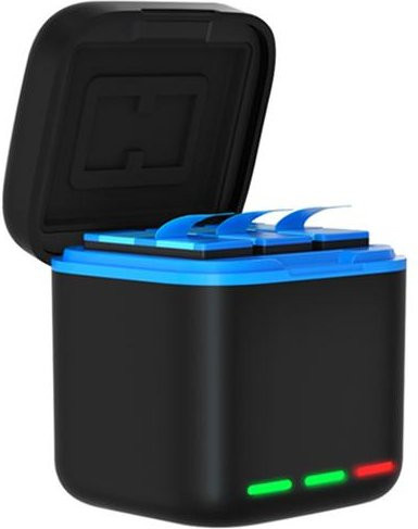 GoPro Universal 3-Kanal Ladegerät mit Display und Ladekabel für Hero 11 10 9 in Schwarz - Bild 1