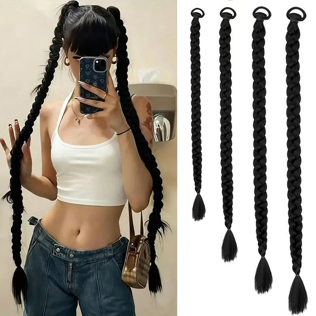 Haarverlängerung Clip-in Pferdeschwanz, schwarz, synthetisch, Damen - Bild 1