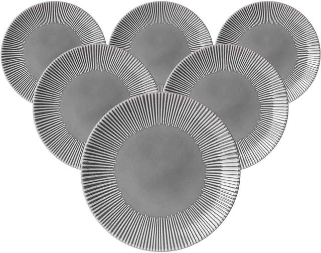 Ritzenhoff & Breker Speiseteller Banda aus Keramik, Grau, 6er Set, Durchmesser: 27 cm - Bild 1