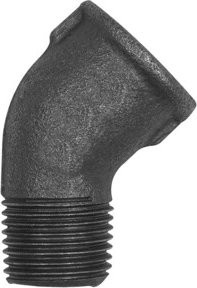 Riegler Winkel 121 in Schwarz mit 45° Winkel, Rp 3/4 i. und R 3/4 a. aus Temperguss - Bild 1