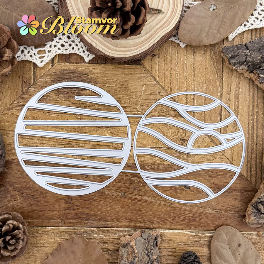Metall-Stanzformen für Scrapbooking mit Sonnenuntergang-Motiv und halbgeschnittenen Kreisen in Silber - Bild 3
