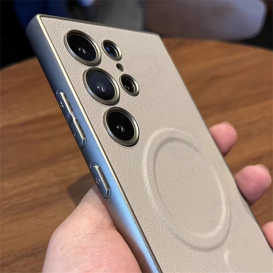 Luxus Business Schutzhülle aus PU Leder mit Magnetfunktion für Samsung Galaxy S25 Plus, S24, S23 Ultra und S25 Ultra in Schwarz, MagSafe kompatibel und stoßfest - Bild 3