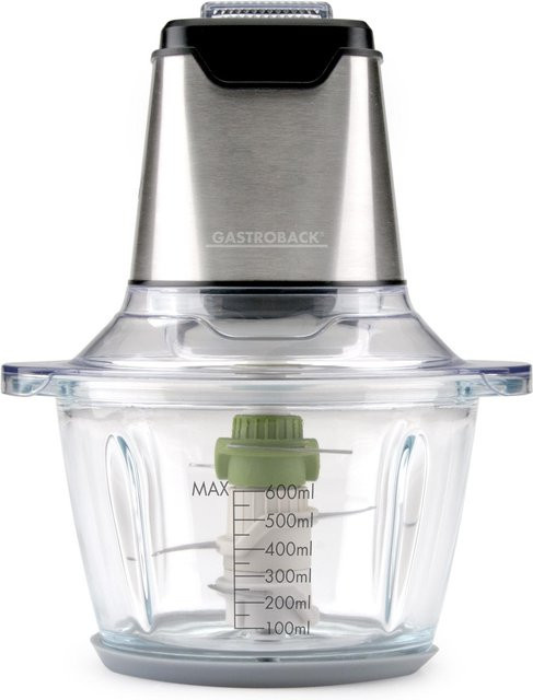 Gastroback Design Mini Chopper Plus elektrischer Zerkleinerer aus Glas und Edelstahl in Schwarz/Silber mit 400 W - Bild 1