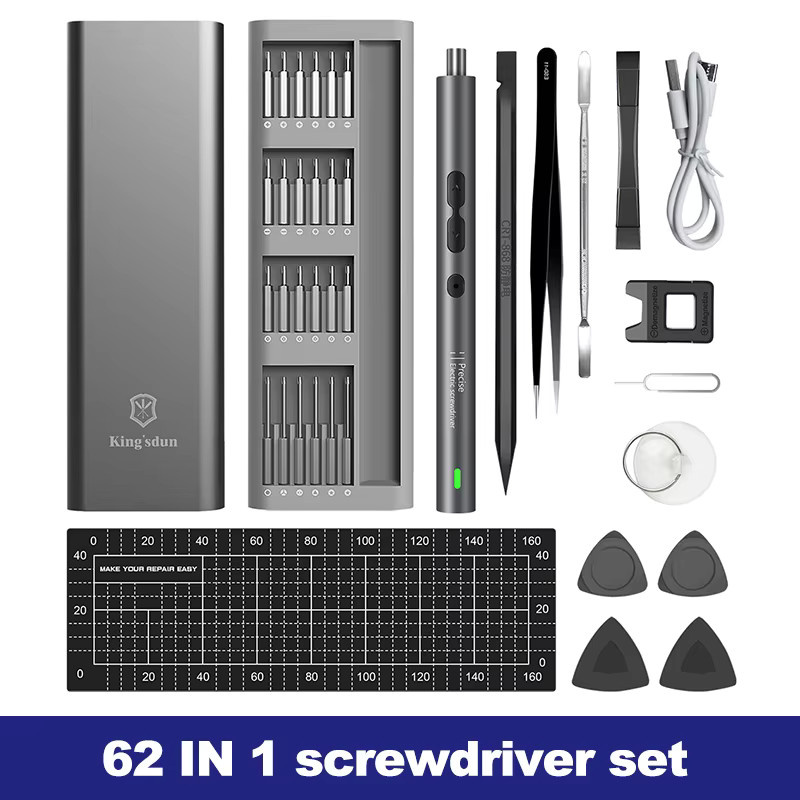 UF·TOOLS 62-in-1 Elektroschraubendreher-Set mit Präzisionsgriff, kabelloses Elektrowerkzeug-Set in Grau zur Reparatur von Telefon und Uhren - Bild 5