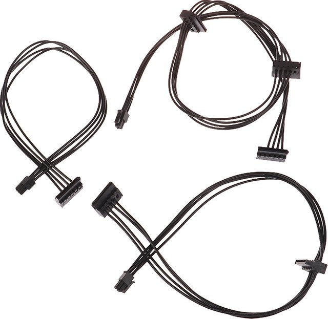 Mini 4 Pin auf SATA Netzteil Kabel in Schwarz für SSD und HDD, Länge: 35 cm, 45 cm oder 65 cm - Bild 1