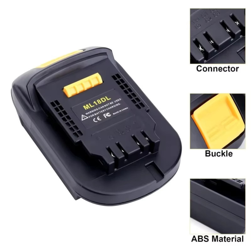 ML18DL Lithium-Batterie-Konverter-Adapter für Milwaukee 18 V M-18 Li-Ion Akkus auf Dewalt 20 V Elektrowerkzeuge, Schwarz - Bild 3