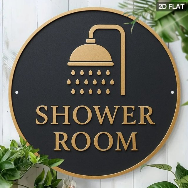 Rundes Metall-Blechschild von CIFBUY in Gold für deine Badezimmer-Wanddekoration, Durchmesser: 20 cm - Bild 1