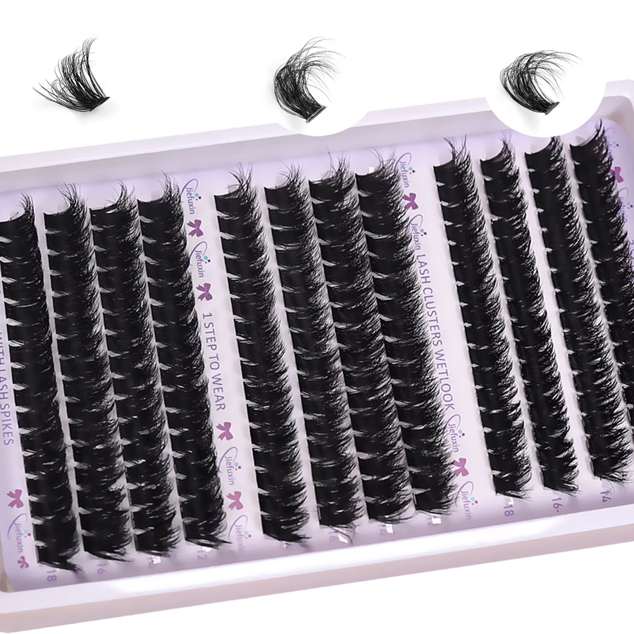 JIEFUXIN Wispy Lash Clusters Wimpernverlängerungen, Damen - Bild 2