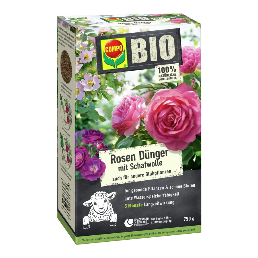 Compo Bio Rosen Langzeit-Dünger mit Schafwolle für Rosen und Blühpflanzen, 750 g - Bild 2