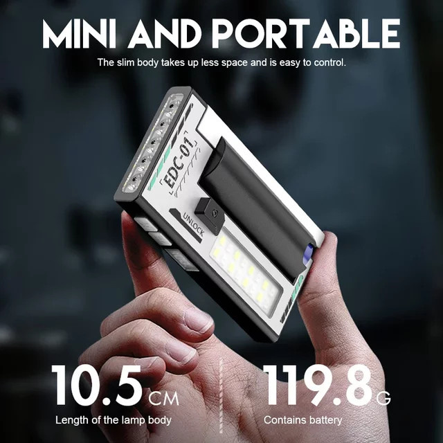 JIASHUAIXIN Dual-Light wiederaufladbare Notfalllampe mit superheller LED COB, 3000 mAh Akku, Digitalanzeige und 6 Modi, Schwarz - Bild 1
