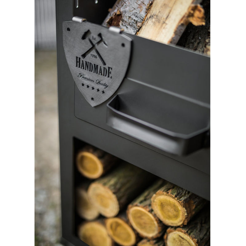 CookKing Terrassenofen Rosa aus Stahl in Schwarz mit integrierter Brennholz-Lagerfläche, B/T/H: 40 x 40 x 150 cm - Bild 2