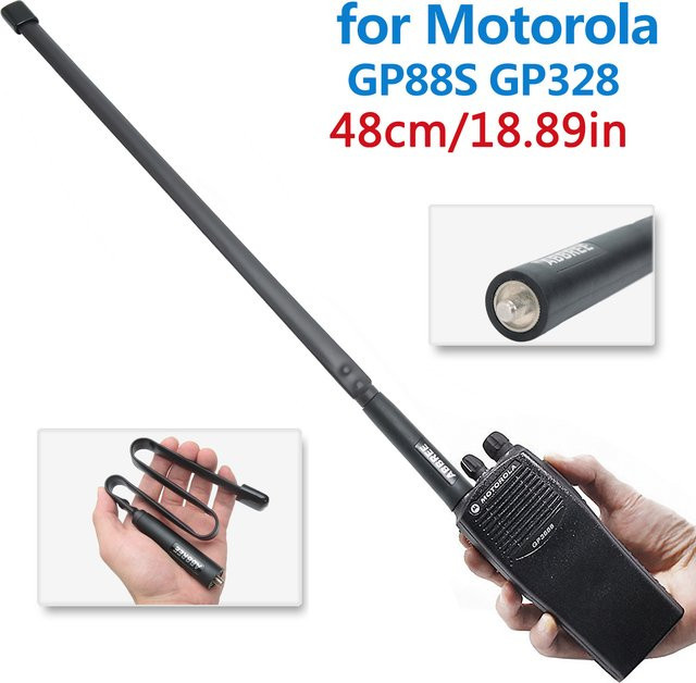 ABBREE CS Taktische Faltbare HF UHF 144/430 MHz Antenne in Schwarz für Baofeng und Motorola Walkie Talkie - Bild 1