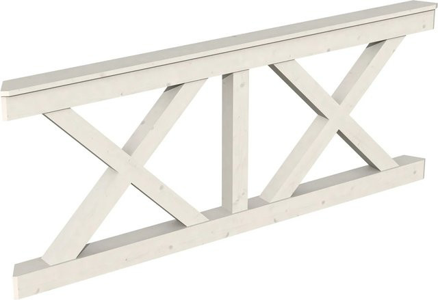 Skan Holz Brüstung Andreaskreuz aus Fichte in Weiß, B: 210 cm, H: 84 cm - Bild 1