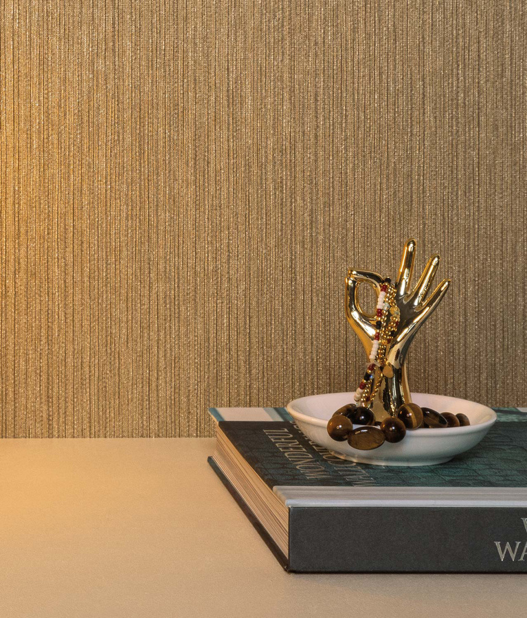 KEK Amsterdam Tapete Geneva Hotel Chique Gold gestreift aus Vinyl waschbar - Bild 1