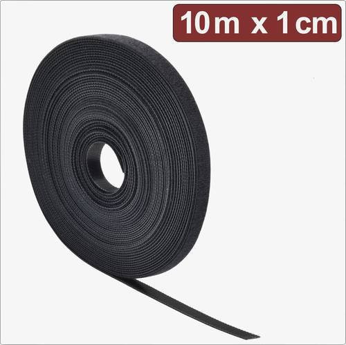 Quadrios 24CA307 Klettband zum Bündeln mit Haft- und Flauschteil, Schwarz, Länge: 10 m, Breite: 1 cm - Bild 1