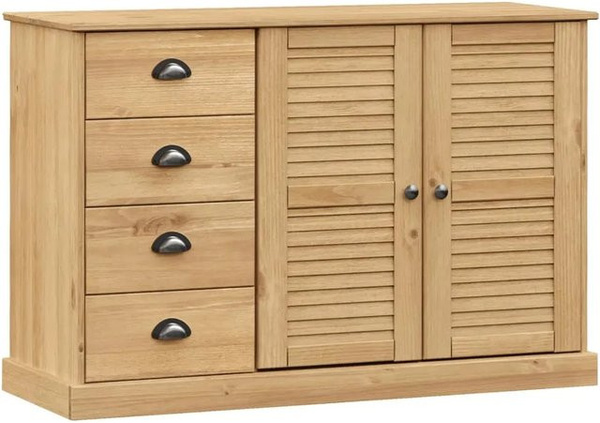 vidaXL Sideboard VIGO aus Massivholz Kiefer in Braun, rustikales Design, B/T/H: 113 x 40 x 75 cm