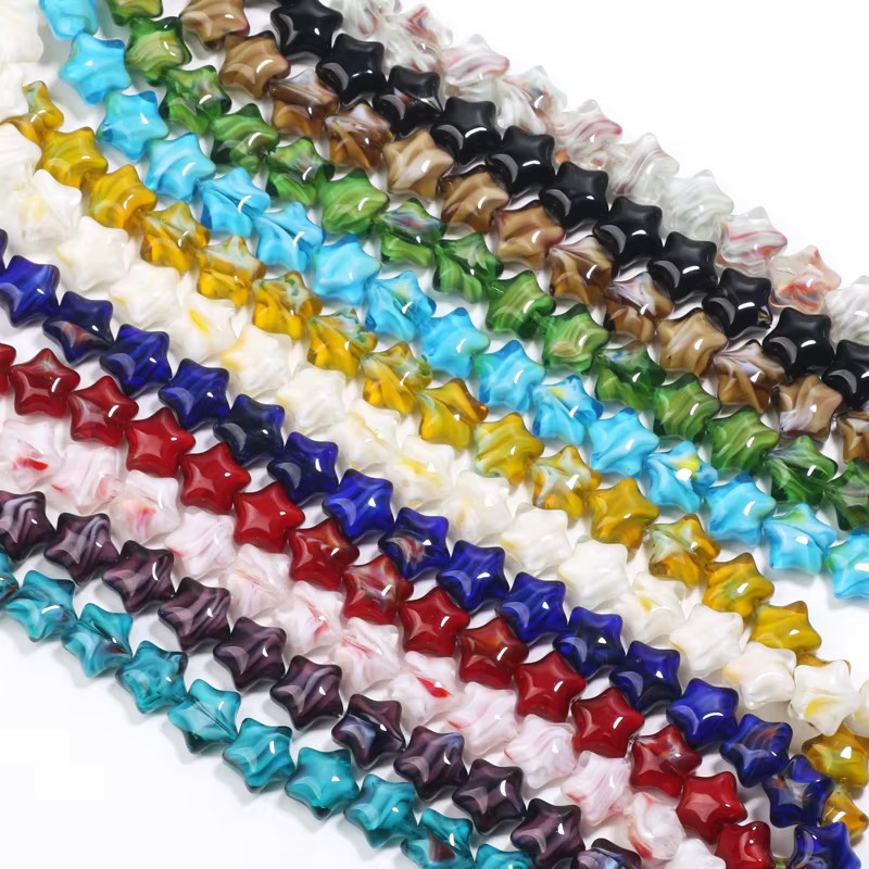 Laudsong Stern-Charms, Lampwork-Glasperlen, 12 mm, bunt, Unisex - Bild 2