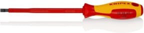 Knipex Schraubendreher für Schlitzschrauben mit isolierendem Mehrkomponenten-Griff, VDE-geprüft, brüniert, rot, Länge: 262 mm - Bild 1