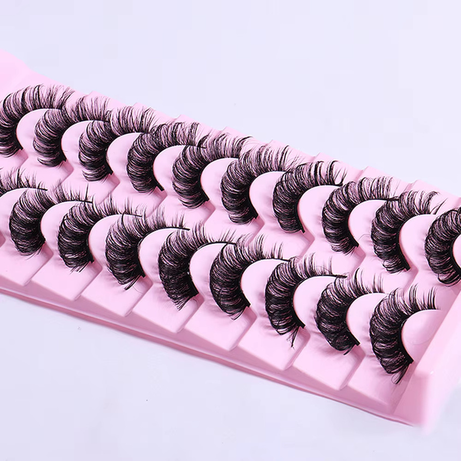 JIEFUXIN Künstliche Wimpern, 10 Paar, Black, D-Curling, Unisex - Bild 5